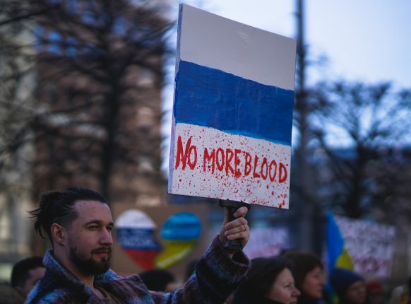 An anti-war protest in Stockholm, Sweden (image by and courtesy Marina Bluma)